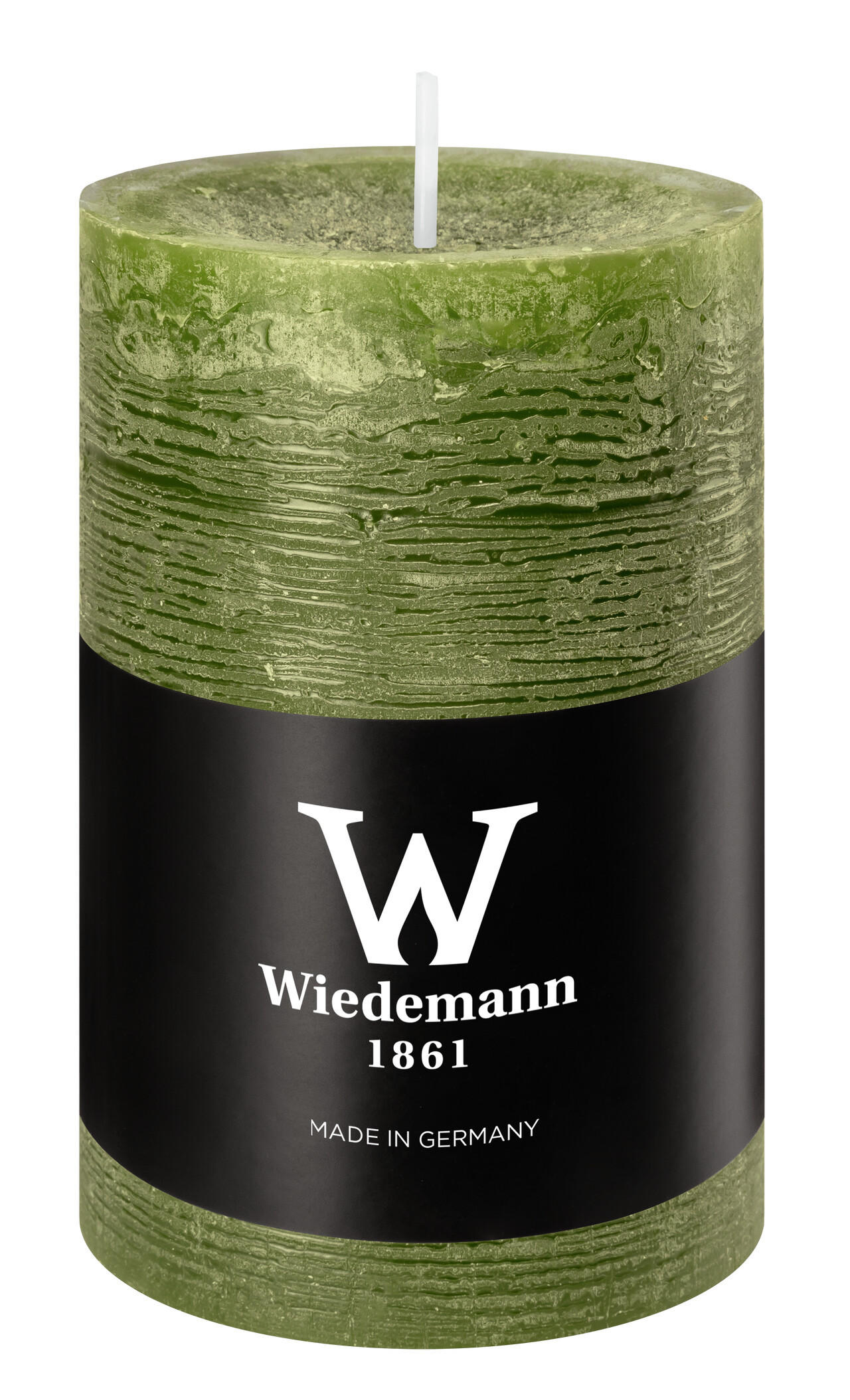 STUMPENKERZE Rustik Marble Style Olive 90 x Ø 58 mm, 1 Stück - Olivgrün, Paraffin (6/9cm) - Wiedemann Kerzen