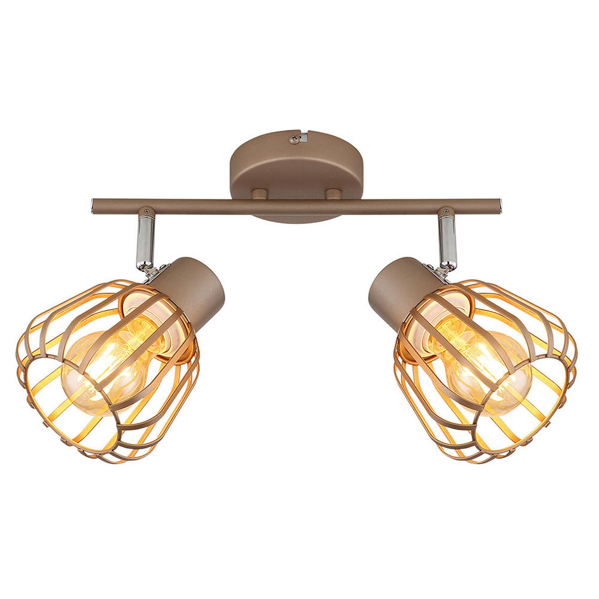 LED DECKENLEUCHTE OLIN Metall Braun, 2-flammig, schwenkbar - Braun, Glas (30/17.5/12.5cm) - Globo Lighting