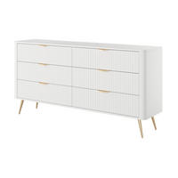 KOMMODE mit Schubladen Brando, 163 cm, Weiß - Goldfarben/Weiß, Holz/Metall (163/81/38cm) - Emporius