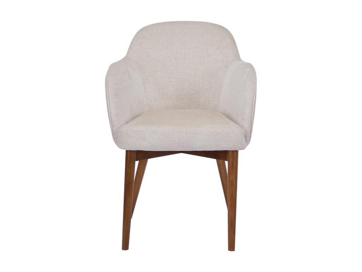 STUHL mit Armlehnen 2er-Set - Strukturstoff & Kautschukholz - Cremefarben - MODINIA - Creme, Textil (60/84/58cm) - Vente-Unique