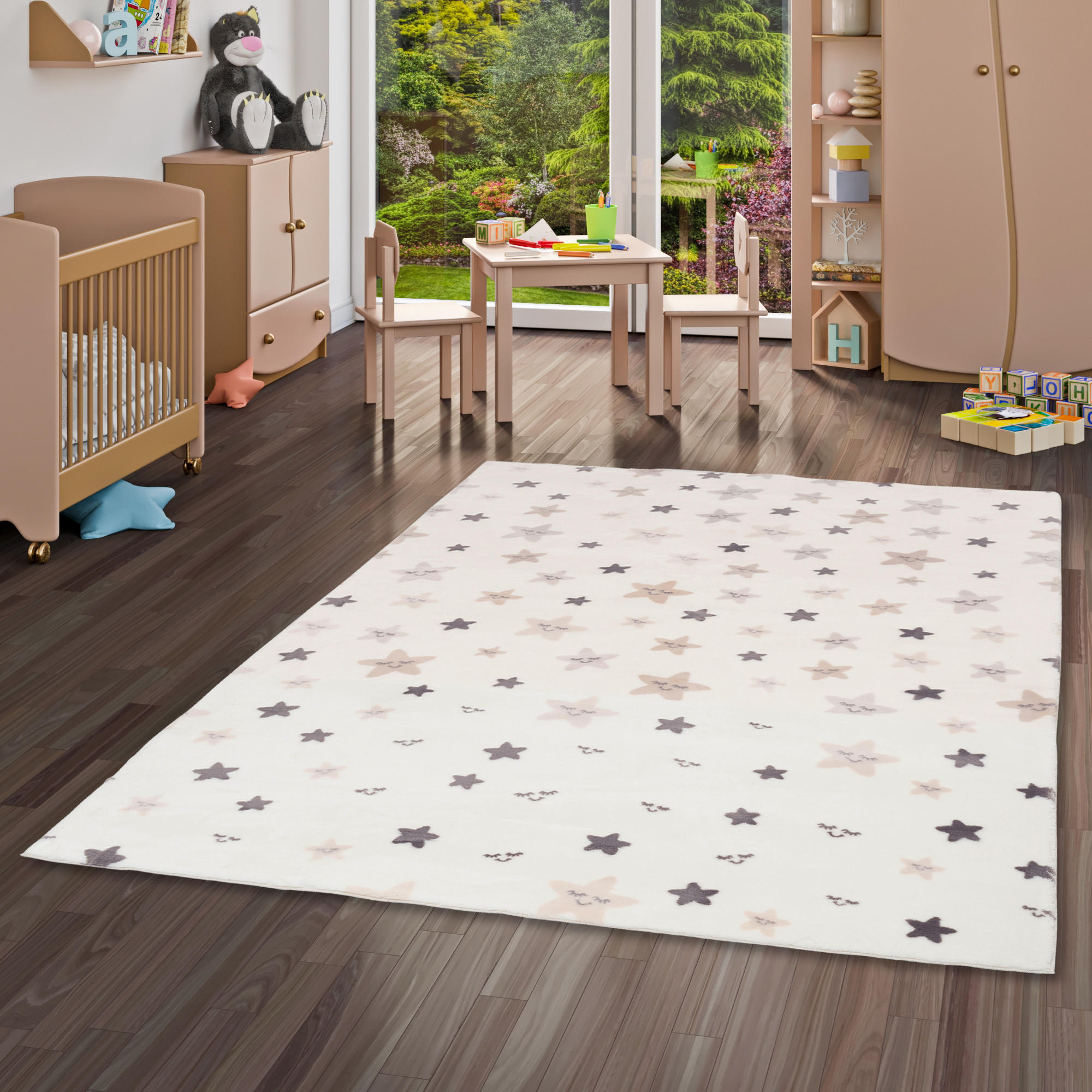 SUPER SOFT FELLTEPPICH PEARL KIDS STERNE - Creme, Textil (160/230cm) - Pergamon