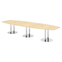 KONFERENZTISCH groß KT40 130/400/74 cm in Ahornfarben/Chromsäulen - Chromfarben/Ahornfarben, Holzwerkstoff (130/400/74cm) - bümö