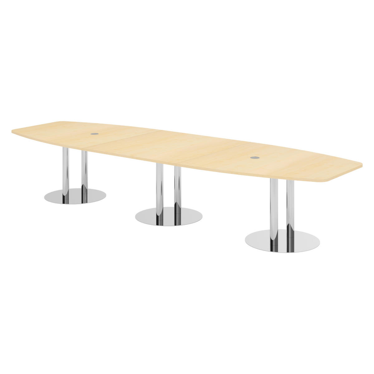 KONFERENZTISCH groß KT40 130/400/74 cm in Ahornfarben/Chromsäulen - Chromfarben/Ahornfarben, Holzwerkstoff (130/400/74cm) - bümö