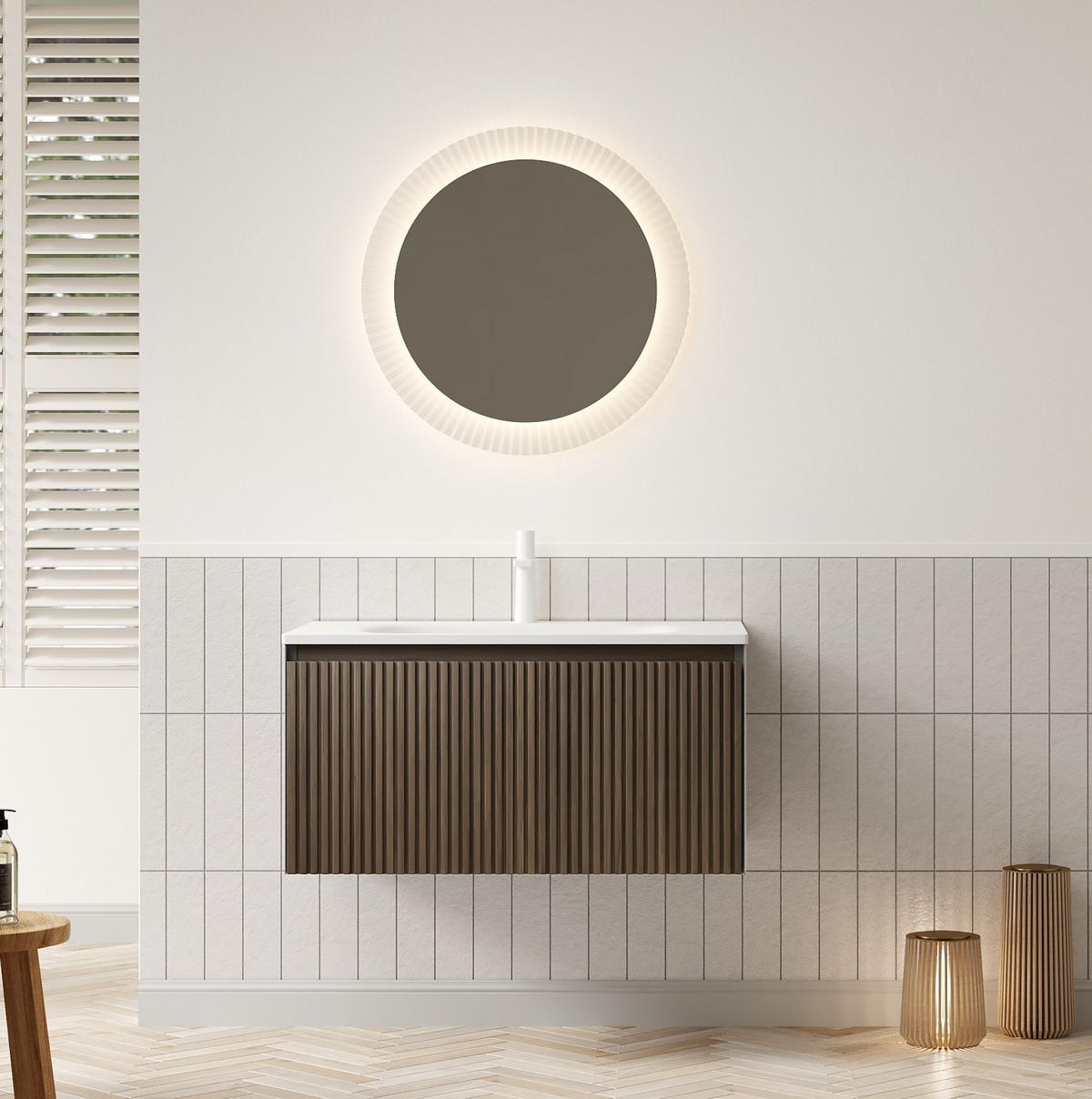 WASCHTISCH mit Schublade 80 cm Eichenoptik Weiß - Schwarz, Holz (46/41.8/80cm) - Beauniv