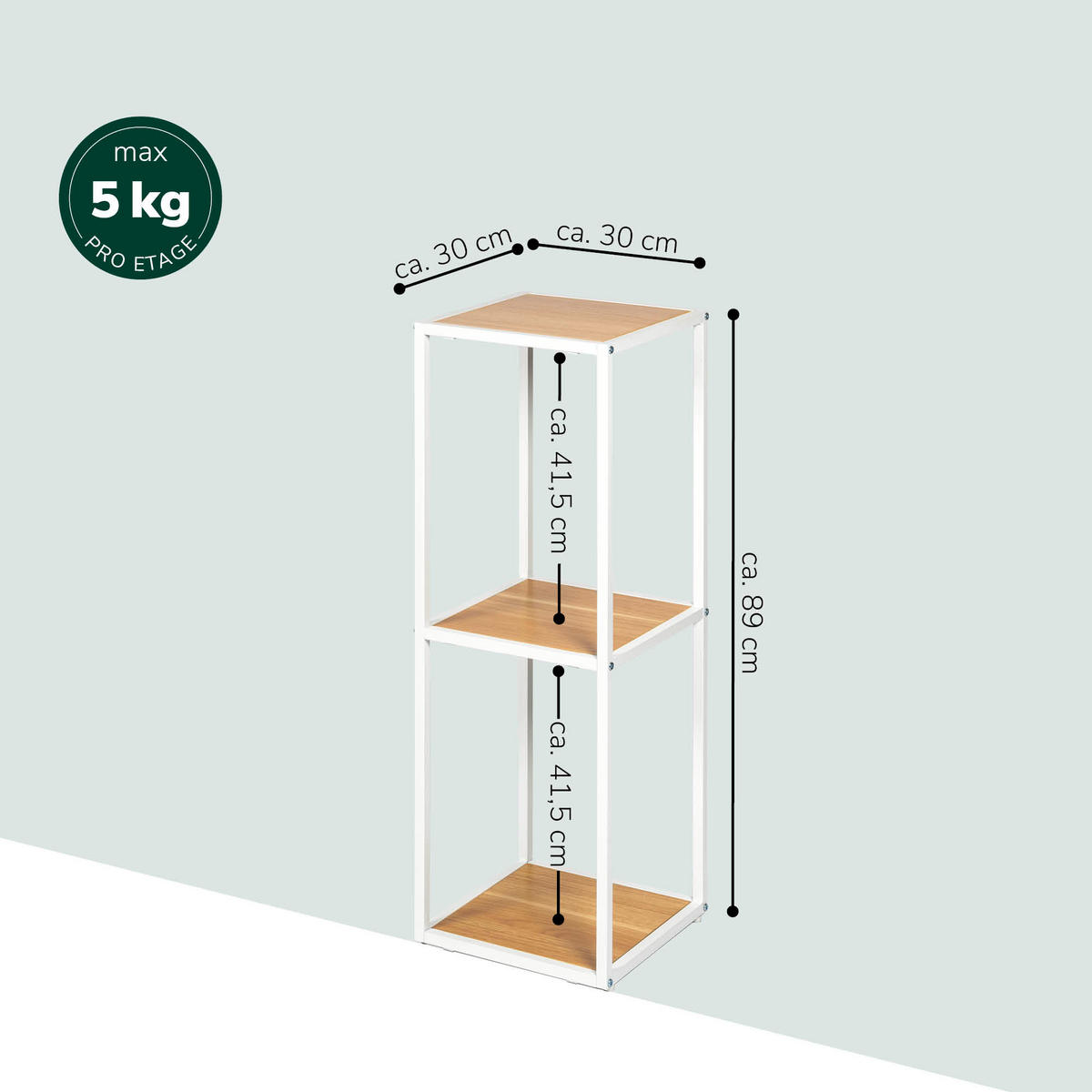 STANDREGAL, Metall, weiß - Weiß, Metall (30/89/30cm) - eluno