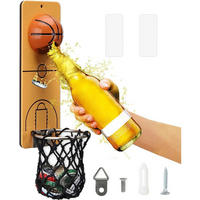 FLASCHENÖFFNER Wand mit Auffangbehälter Basketball Design - Braun, Metall (20cm)