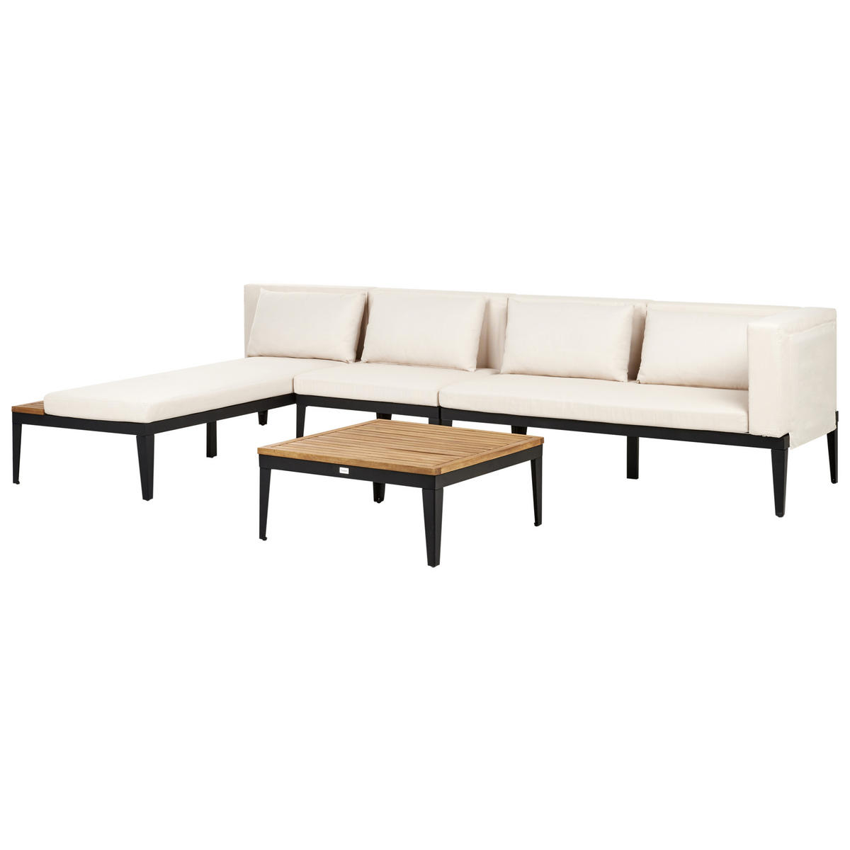 LOUNGE-SET 4-Sitzer Beige Bracciano - Hellbraun/Beige, Holz - Beliani