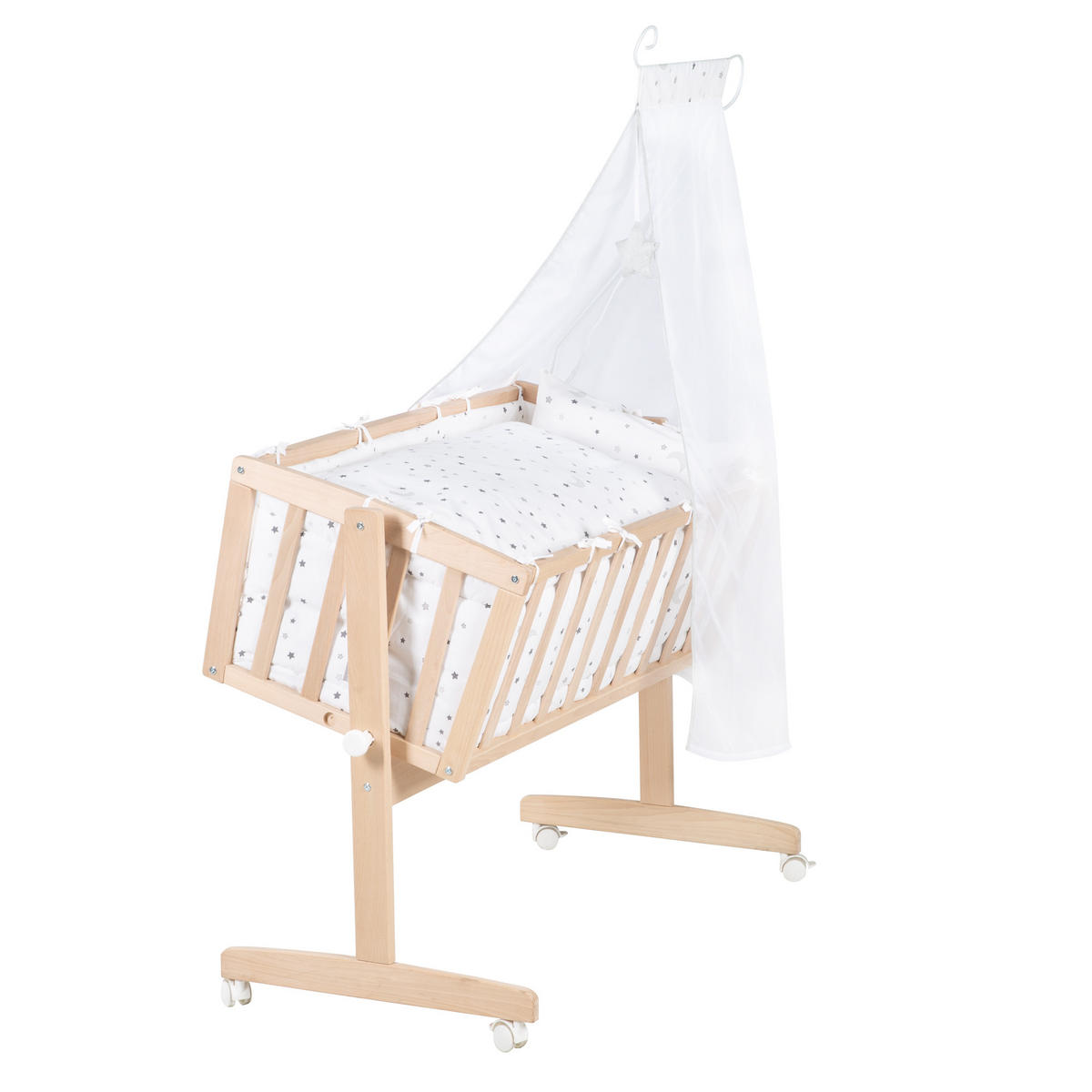 BABYWIEGENSETT Sternenzauber grau - Naturfarben, Holzwerkstoff/Textil (40/90cm) - Roba