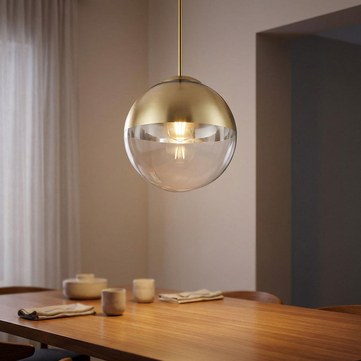 LED HÄNGELEUCHTE VARUS Gold Transparent - Goldfarben, Glas (25/25/120cm)