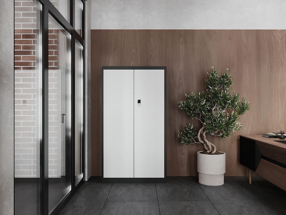 AKTENSCHRANK Daniel - Anthrazit/Weiß, Metall (90/185/40cm) - Jan Nowak