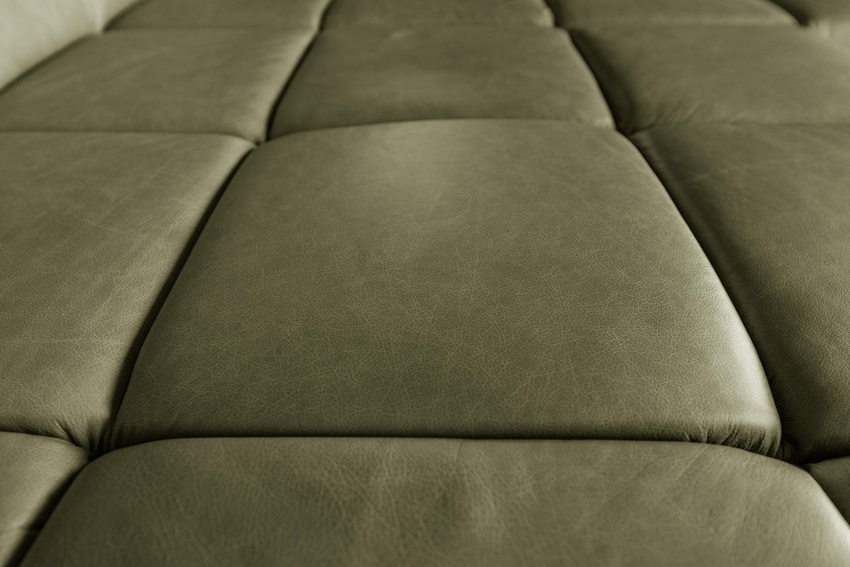 ECKSOFA NELSON Grün Leder Relaxfunktion - Schwarz/Olivgrün, Leder/Metall (321/216cm) - KAWOLA