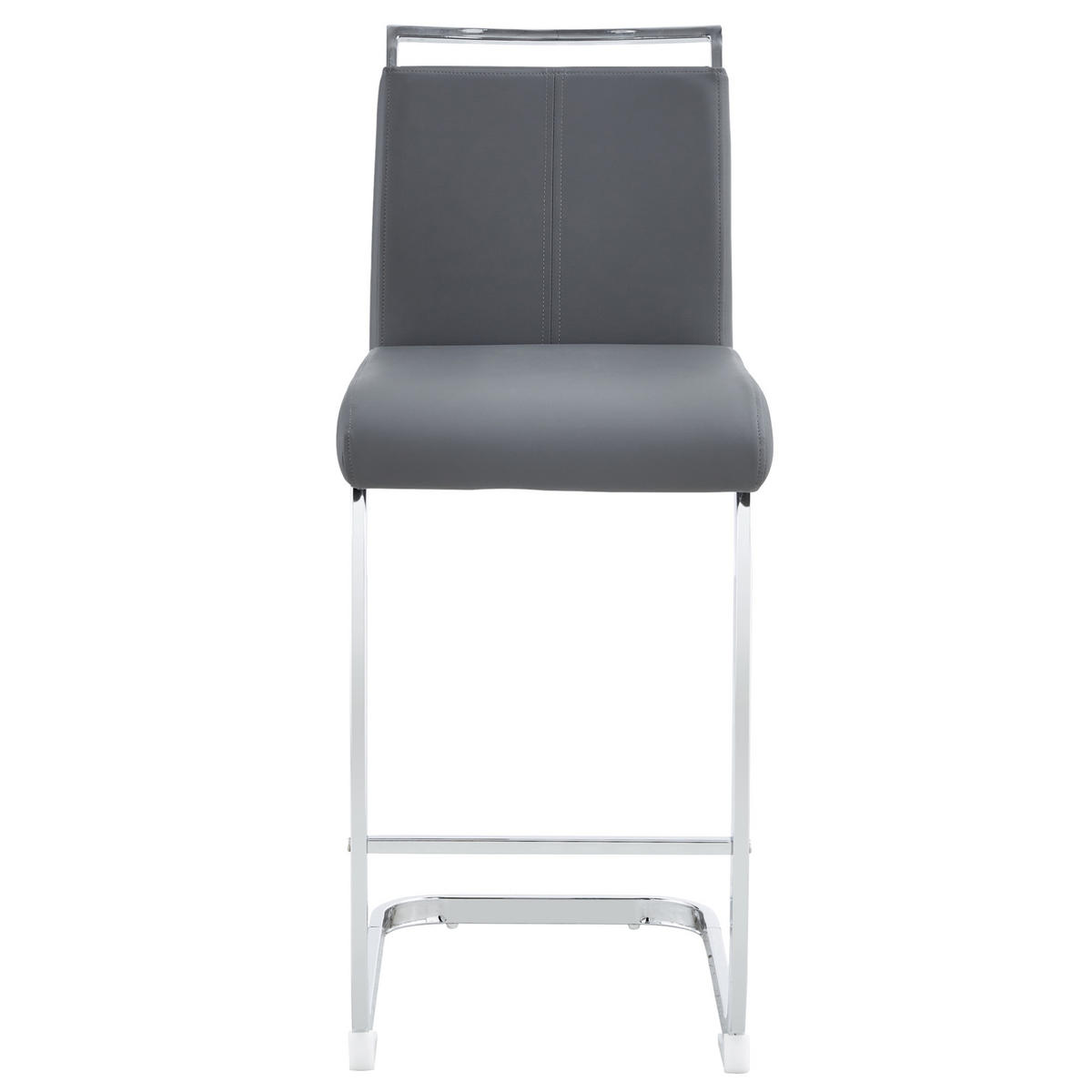 BARHOCKER 2er-Set Dunkelgrau mit PU-Bezug und Metallgestell - Dunkelgrau, Metall (46.5/96.5/38.9cm) - MIVRAY