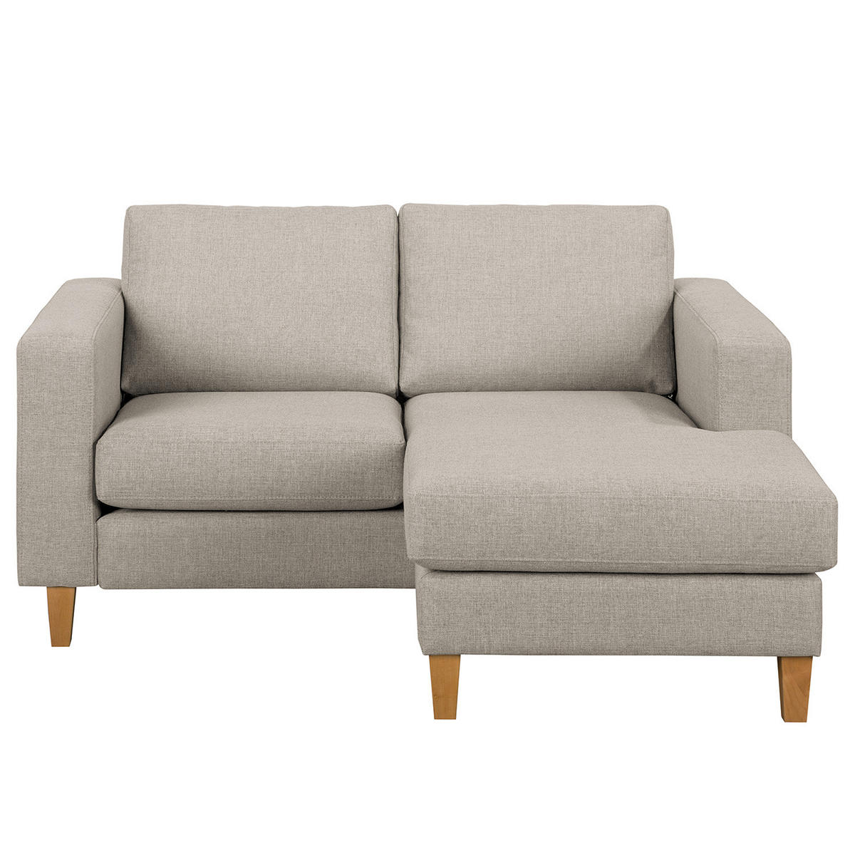 1-SITZER ECKSOFA mit Longchair - Buchefarben/Cappuccino, Buchenholz/Textil (154/140cm) - home24