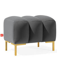 SITZHOCKER Polsterhocker PECCO, Veloursstoff - Dunkelgrau/Goldfarben, Holz/Textil (60/50/50cm) - KONSIMO®