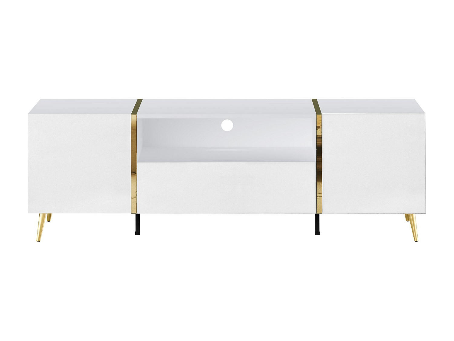 TV-BOARD - 158 cm x 41 cm - Holz, Platte - Weiß, Goldfarben - MARZIALO - Goldfarben/Weiß, Holz (158/51.8/41cm) - Vente-Unique