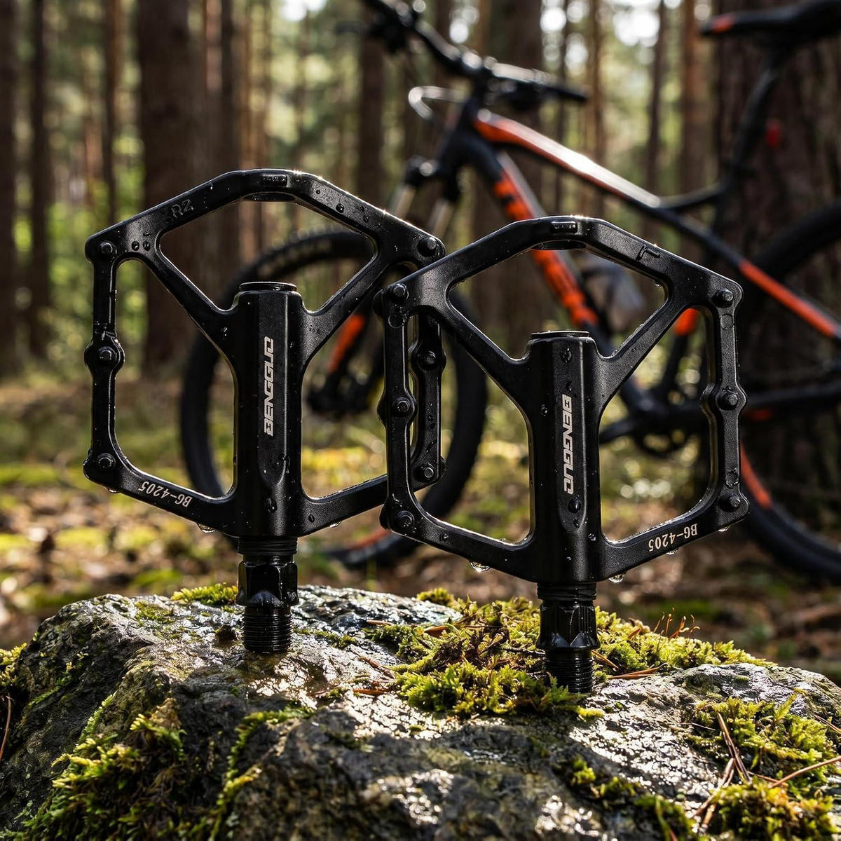 FAHRRADPEDALE Aluminiumlegierung rutschfest mit abgedichteten Lagern 9/16 Zoll - Schwarz, Metall (10/2/13cm)