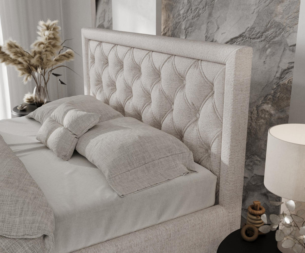 POLSTERBETT Lido 120/200 cm Hellbeige im Neve Stoff - Sandfarben/Naturfarben, Holz/Holzwerkstoff (120/200cm) - AltaBeds