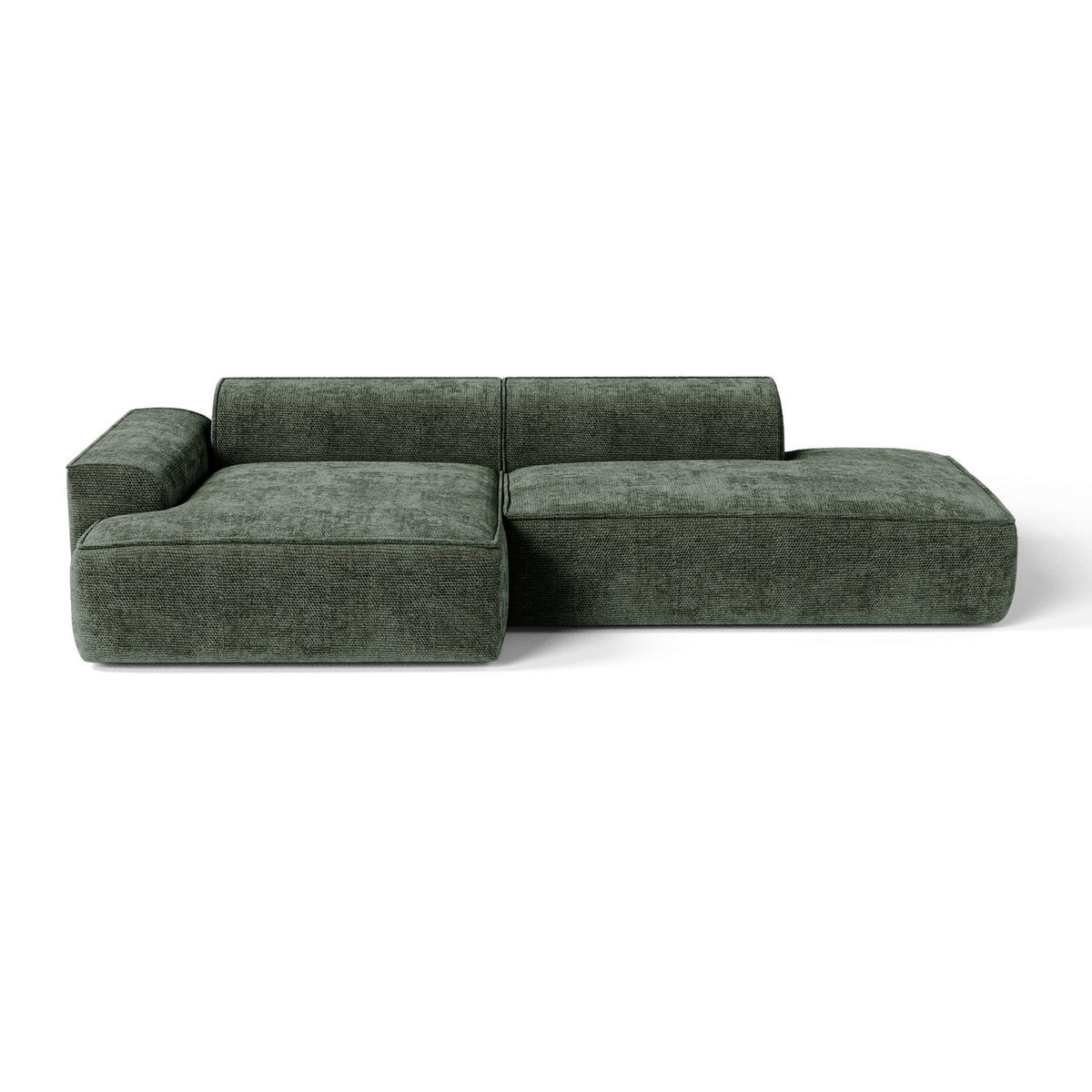 ECKSOFA (links) HANA Strickvelours Olivgrün 260cm - Olivgrün/Grün, Textil (260/155cm) - Premium Interiors