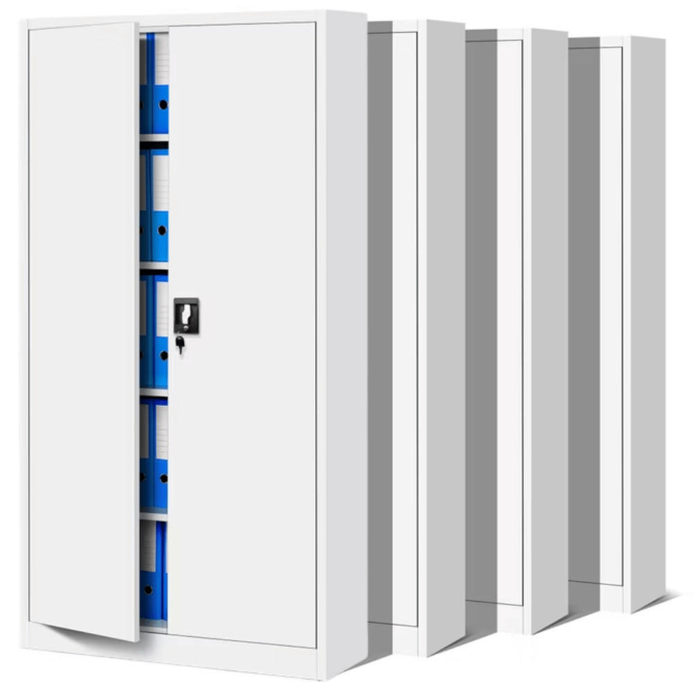 AKTENSCHRANK abschließbar 4er Set KADO 185x90x40cm Weiß - Weiß, Metall (90/185/40cm) - DELUKE