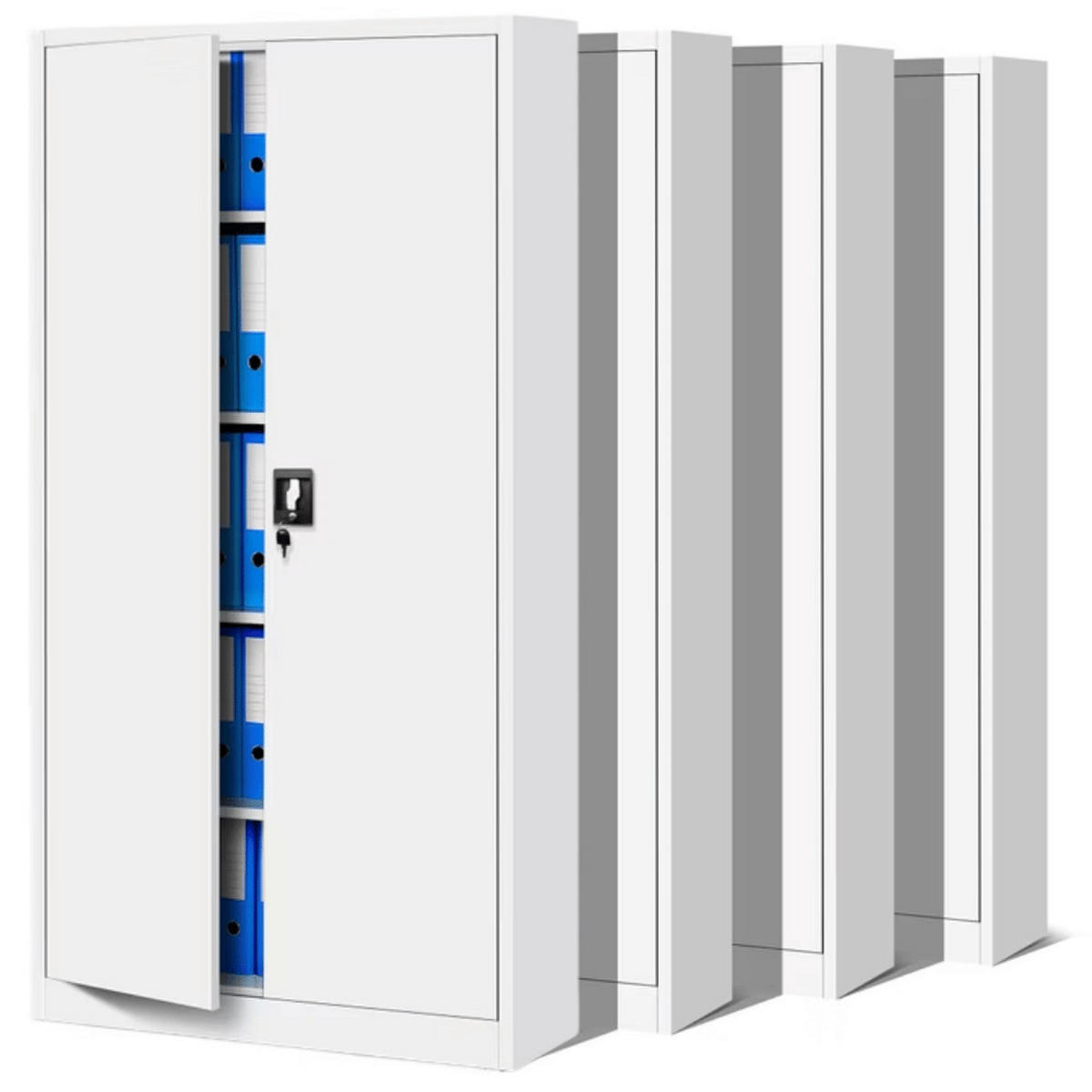 AKTENSCHRANK abschließbar 4er Set KADO 185x90x40cm Weiß - Weiß, Metall (90/185/40cm) - DELUKE