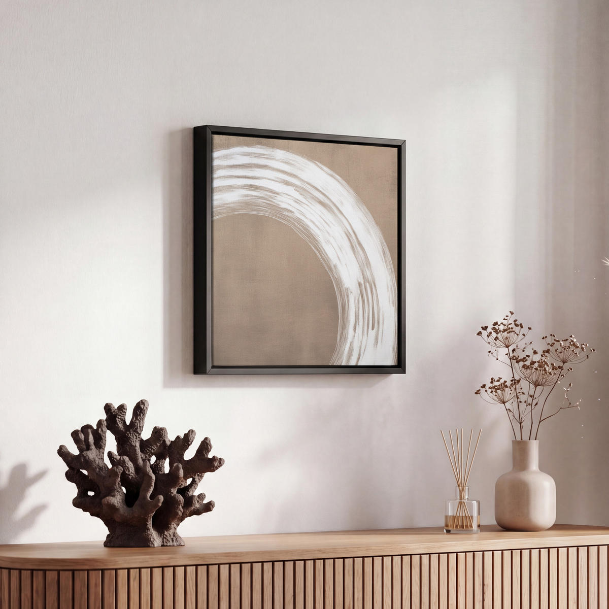LEINWAND Bilder mit Rahmen - Farbe - Braun - Japandi - 20x20 - Kupferfarben, Textil (20/20cm) - MuchoWow