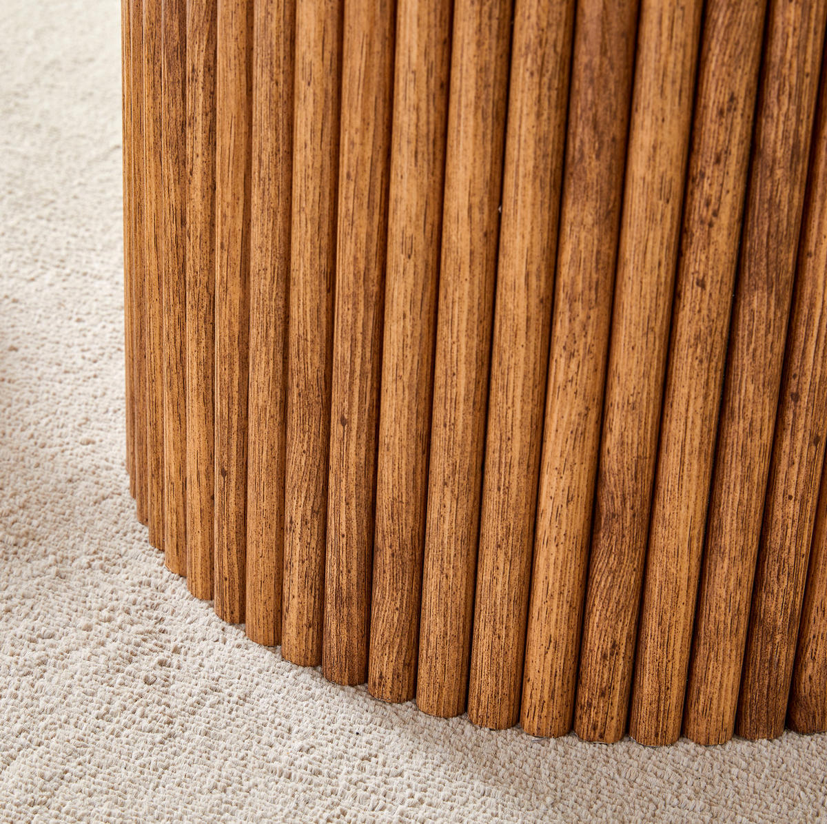 COUCHTISCH aus MDF und Metall Ø70x42 cm in Naturfarben mit Säulendesign - Naturfarben, Holzwerkstoff (70/70/42cm) - Modfu