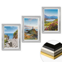 WANDBILDER 3er Set - 20x30 cm Silberner Rahmen - Strand, Leuchtturm, Berge, Blumen - Silberfarben, Kunststoff (20/30cm) - ArtPrintCave