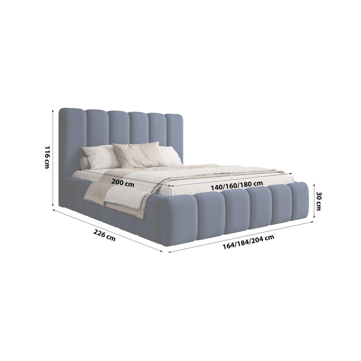 POLSTERBETT Doppelbett Ardal 180x200 cm, Dunkelblau - Dunkelblau, Textil (180/200cm) - Fedve