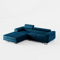 ECKSOFA VEMO CORE Links Dunkelblau Velours-Stoff mit Schlaffunktion und Bettkasten - Dunkelblau, Holz/Metall (280/205cm) - Barchello