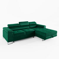 ECKSOFA VEMO MINI Rechts Dunkelgrün Velour-Stoff Kompakter Komfort für Wohnräume - Dunkelgrün, Textil (235/175cm) - Barchello