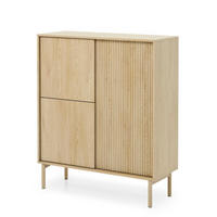 HIGHBOARD TAU KOM1 Eiche Cremona - Eiche Bianco/Eichefarben, Glas/Holz (104/122/40cm) - Komodee