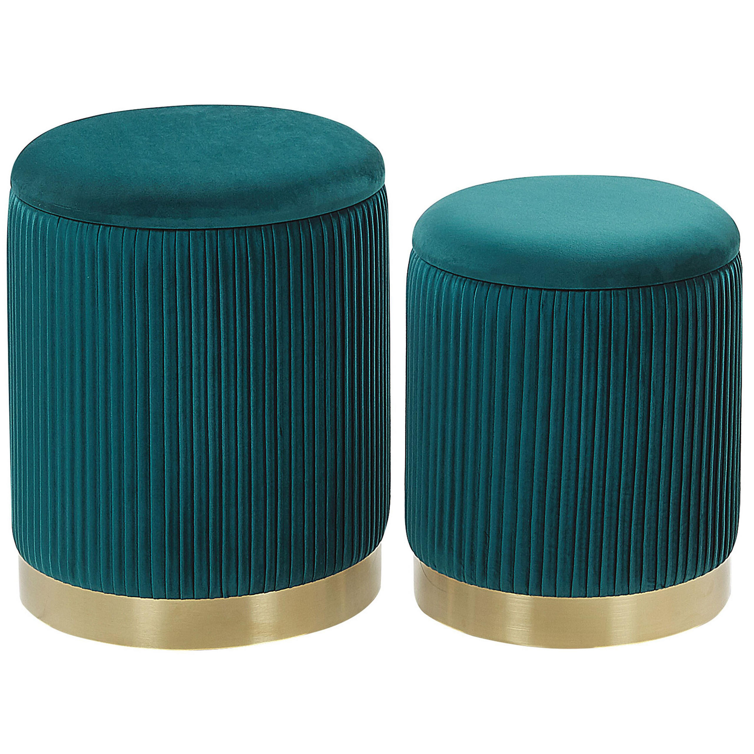 POUF 2er-Set Smaragdgrün Miramar - Blau, Textil (35/44/35cm) - Beliani