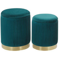 POUF 2er-Set Smaragdgrün Miramar - Blau, Textil (35/44/35cm) - Beliani