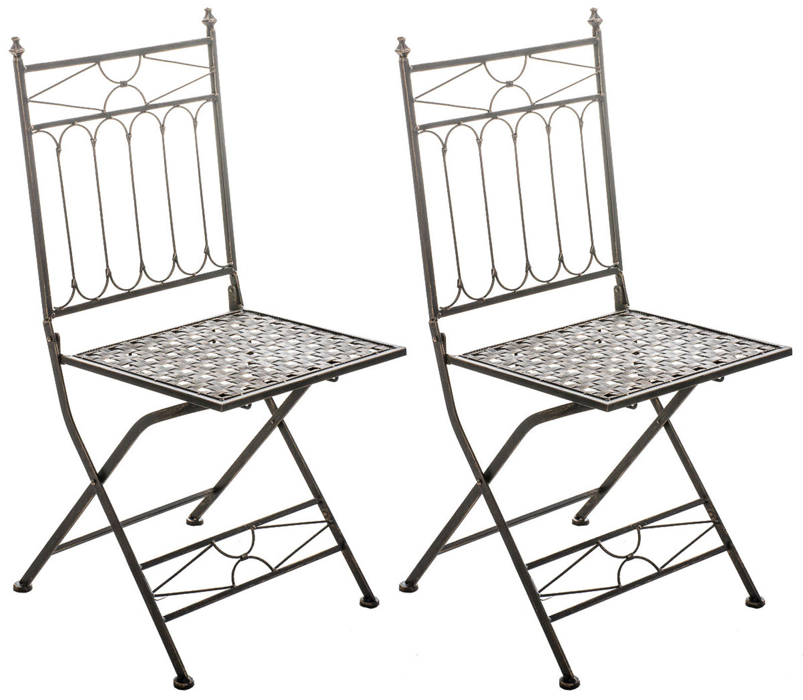 GARTENKLAPPSTUHL 2er Set Metall bronze - Bronzefarben, Metall (42/94/40cm) - CLP