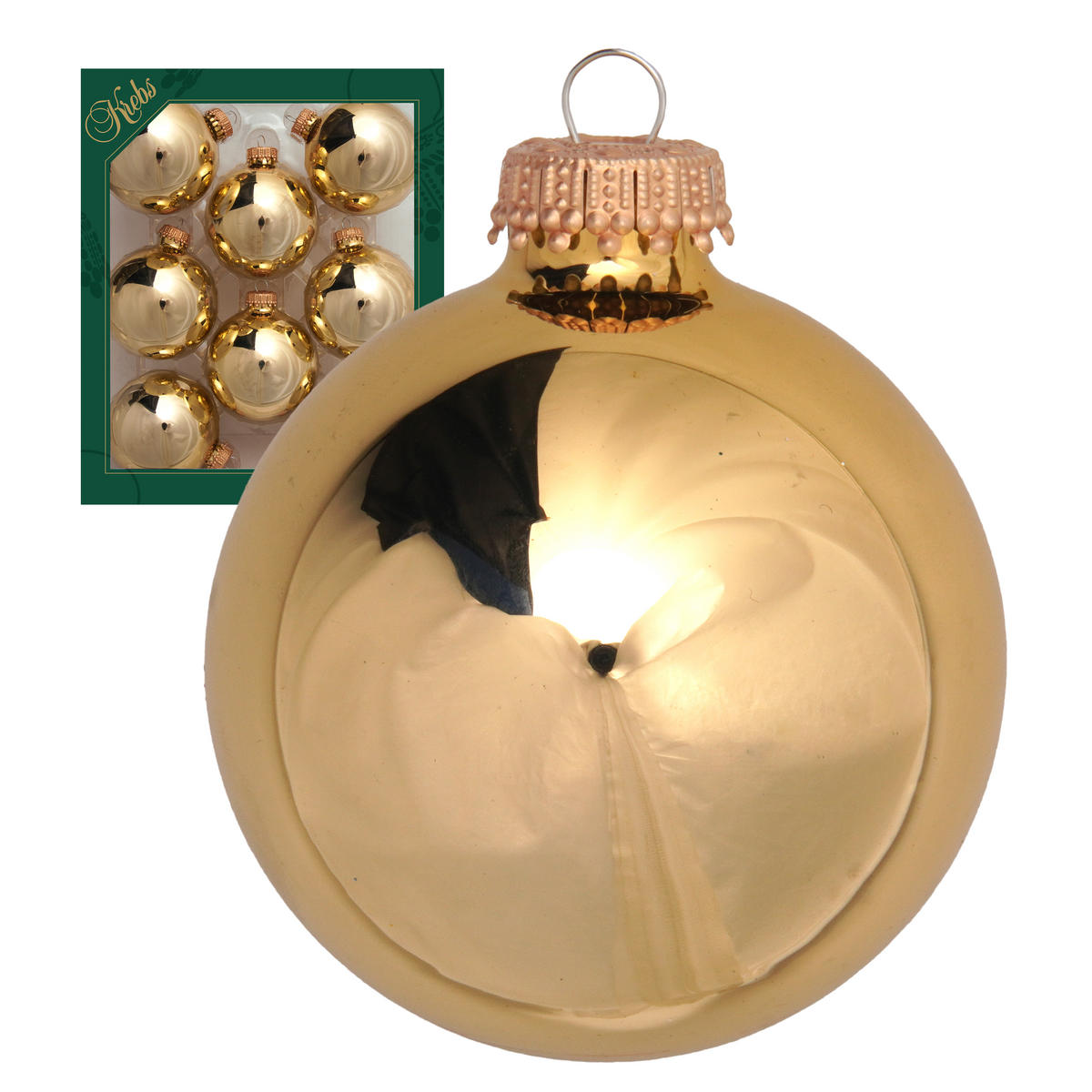 CHRISTBAUMKUGELN Uni-Design Tiffany Goldfarbig 7cm (Glas / 8 Stk.) - Goldfarben, Glas (7/7/7cm) - Krebs Glas Lauscha