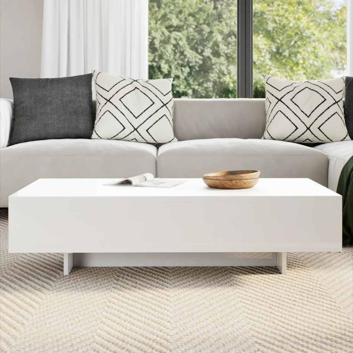 COUCHTISCH Hochglanz Weiss - Weiß, Holzwerkstoff (115/55/31cm) - vidaXL
