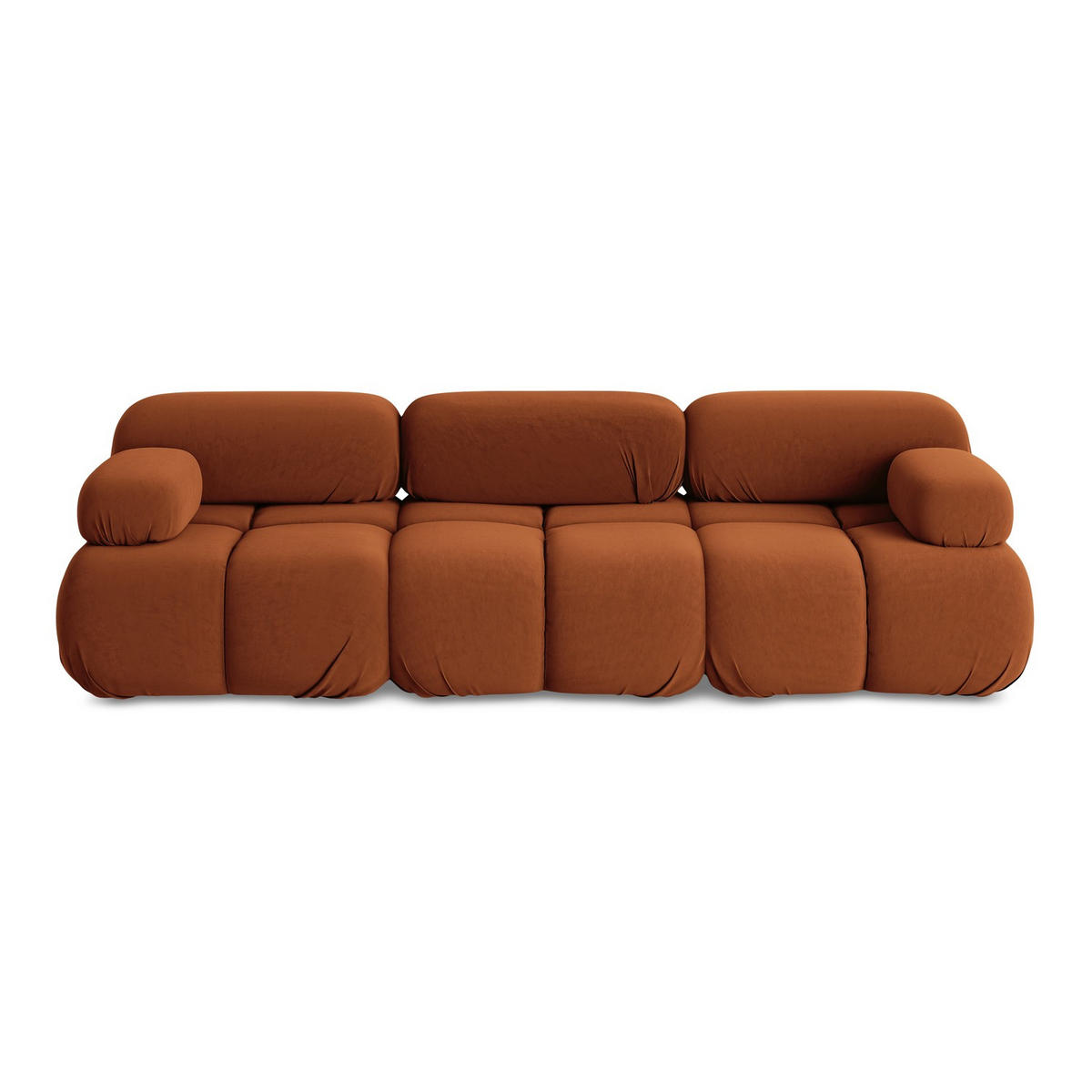3-SITZER SOFA Samt Stoff Orange - Beige/Terracotta, Kunststoff/Textil (285/70/96cm) - LaMiaSofa