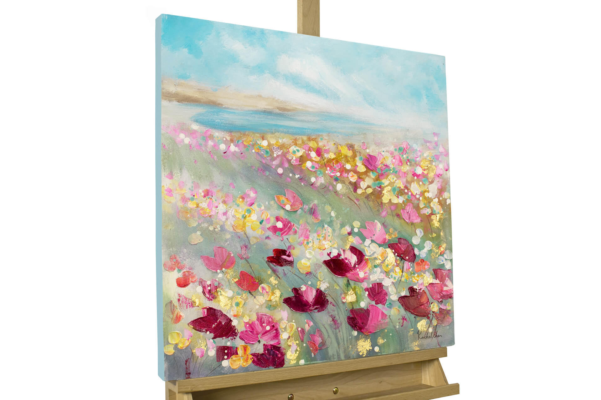 ÖLGEMÄLDE 60/60 cm - Blau/Pink, Holz/Textil (60/60cm) - KUNSTLOFT