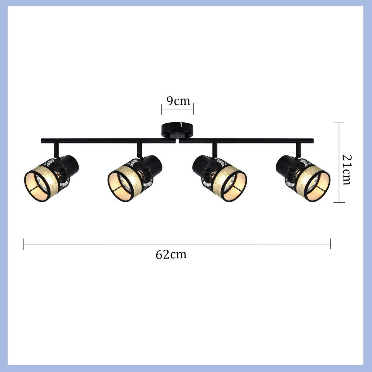 DECKENLEUCHTE Rhythmus 4flammig 36/12/24 cm - Schwarz, Metall (36/12/24cm) - Nettlife