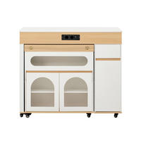 KÜCHENINSEL 50,5-187,5/110,5/95,5 cm aus MDF mit ausziehbarer Tischplatte und Steckdosenleiste Weiß/Natur - Weiß, Holzwerkstoff (110.5/95.5/50.5cm) - Modenvie