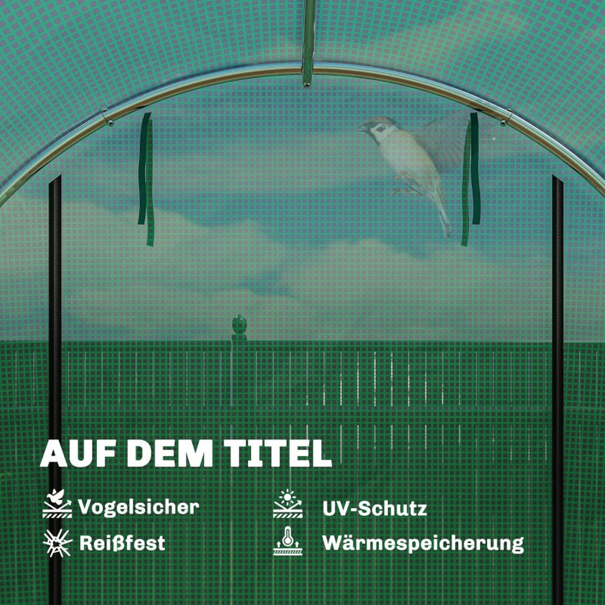 GEWÄCHSHAUS aus Polyethylen 200x300x200 cm in Grün mit 2 Türen & 6 Netzfenstern - Grün, Kunststoff (200/200/300cm) - Modfu