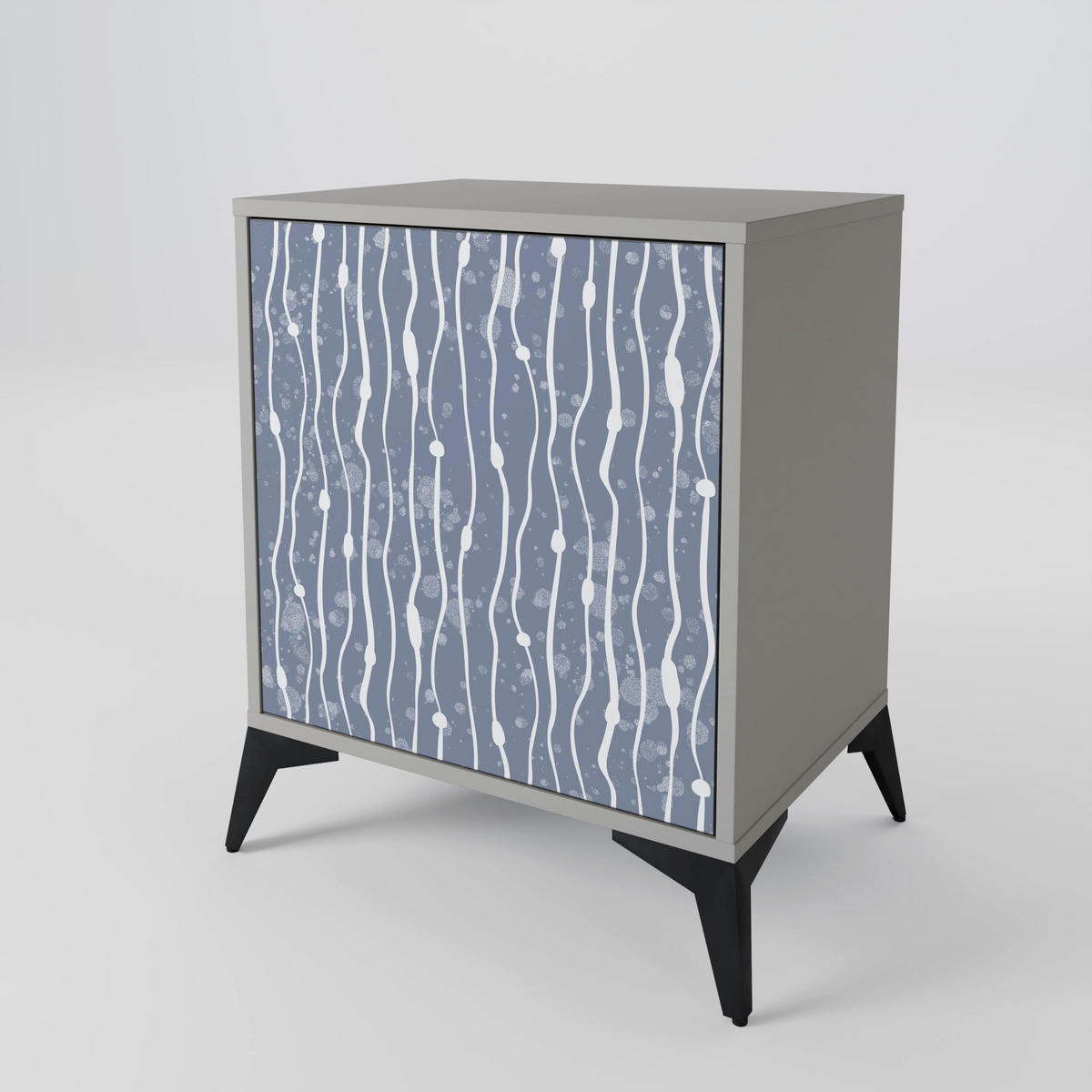 SIDEBOARD GRAPHITE RAIN, Grau, 57,5x42x67,5 cm, Schwarze Metall-Rahmenfüße - Multicolor/Schwarz, Holzwerkstoff/Metall (57.5/67.5/42cm) - SpaceRebels