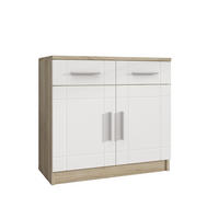KOMMODE PERUGIA 69/70/37 cm mit 2 Schubladen 2 Türen Sonoma Eiche - Weiß/Sonoma Eiche, Holzwerkstoff (69/70/37cm) - MASSENO