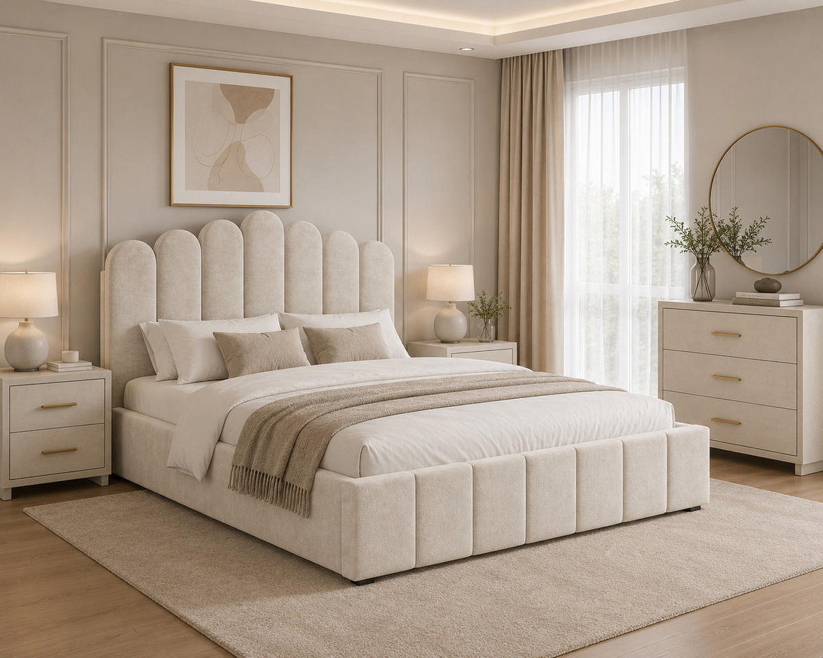 POLSTERBETT 03 140 x 200 cm – Tresor – Bett mit Gasdruckfedern und Stauraum - Beige, Holz (140/200cm) - ROYAL24_MARKT