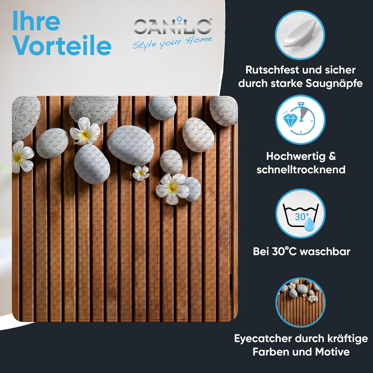 BADEMATTE Zentara - Braun, Kunststoff (53/53cm) - Sanilo