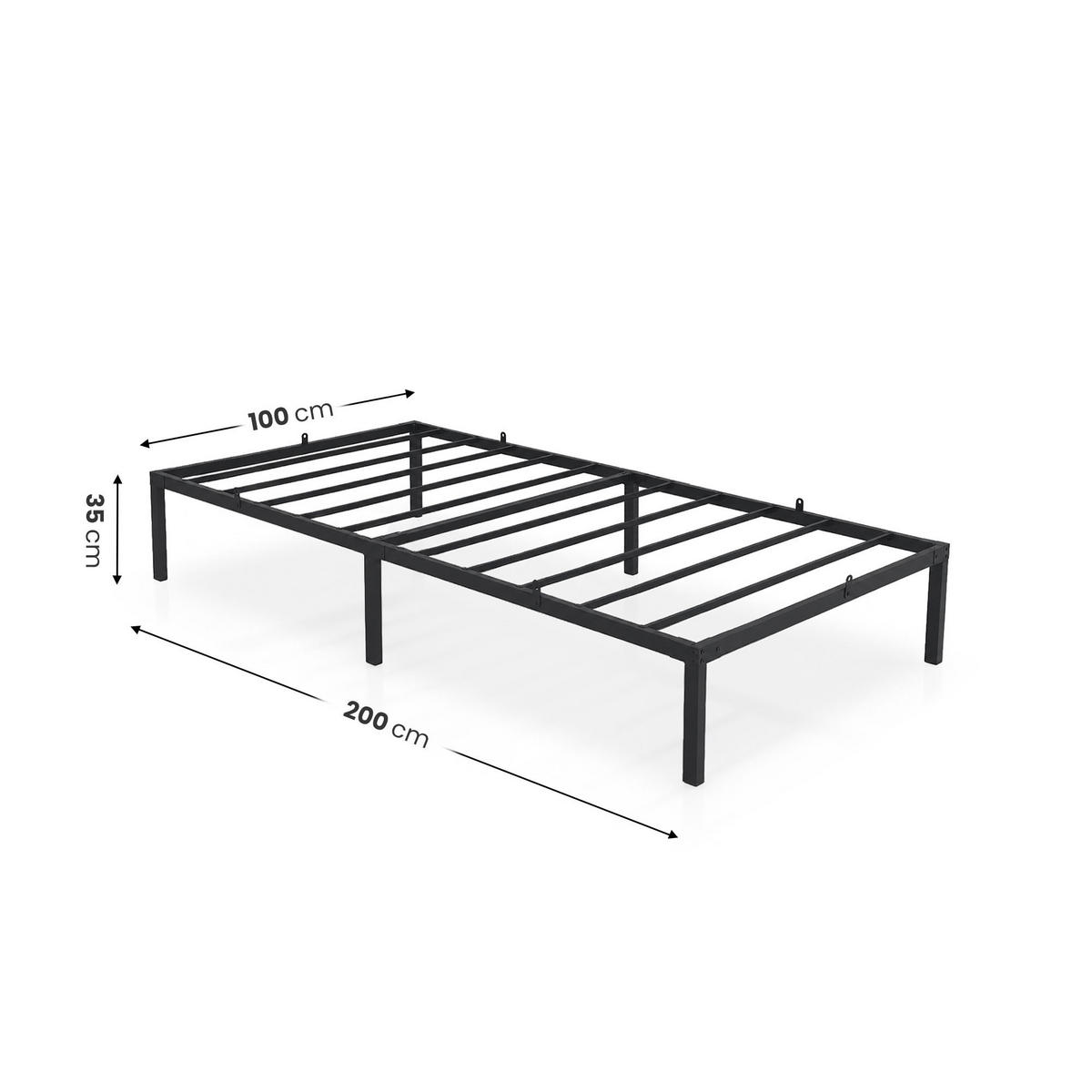 METALLBETT Klappbares 100x200 cm Schwarz - Schwarz, Metall - Akord
