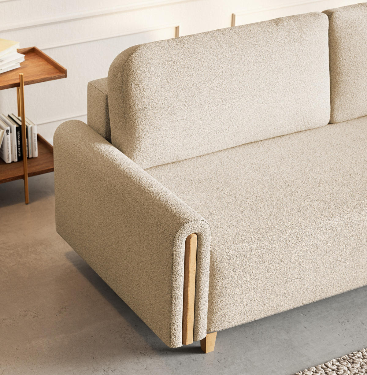 SOFA Hellbeige Modern Mit Schlaffunktion Buche - Beige, Textil (236/93/97cm) - Sepro Meble