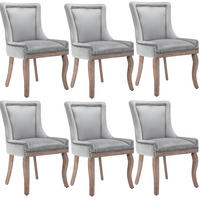 ESSZIMMERSTUHL gepolstert Samt Grau Massivholz 6er-Set - Grau, Holz (61/91/55.2cm) - Meubliv