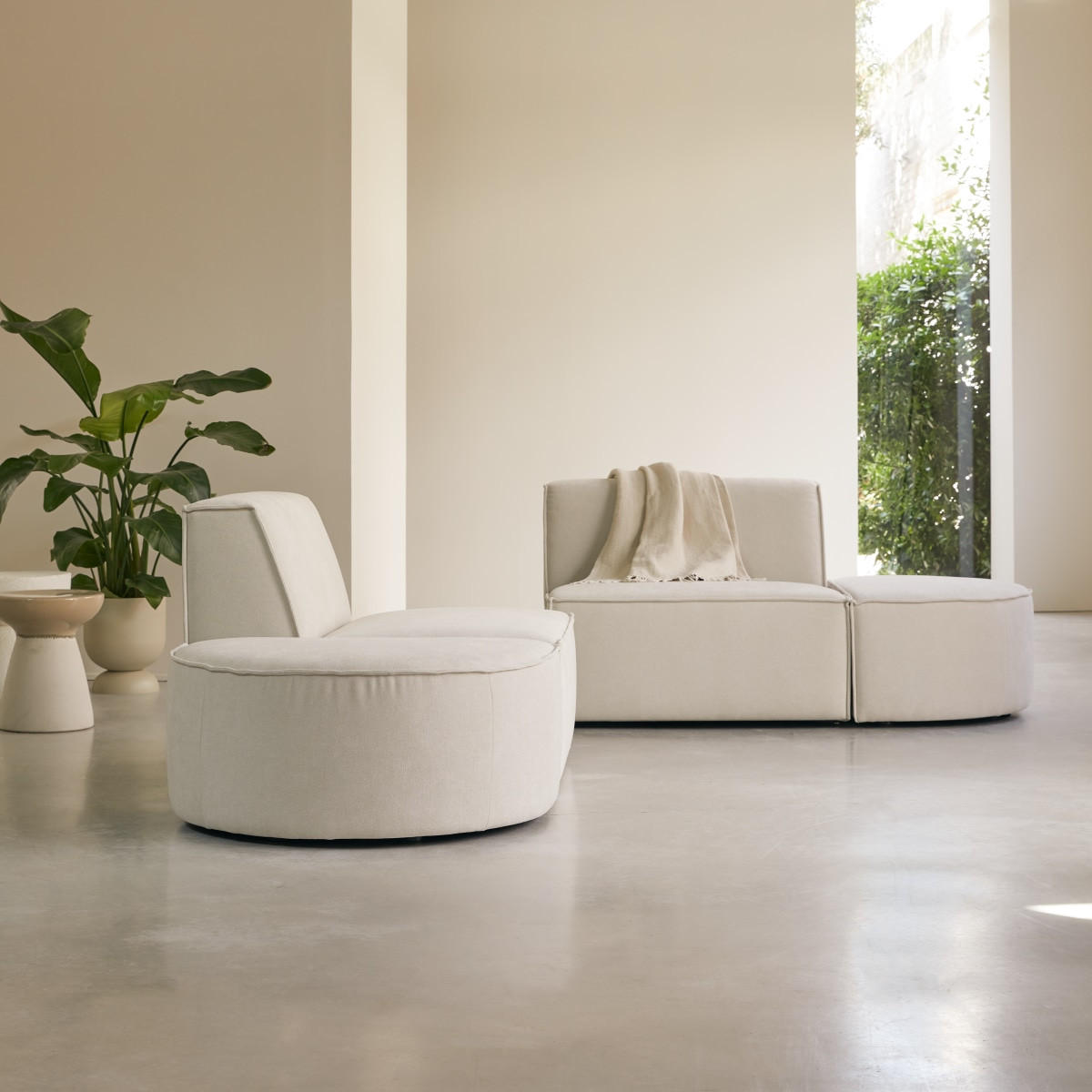 SOFA Dario Beige aus Stoff - Beige, Textil (308/75/93cm) - Tikamoon