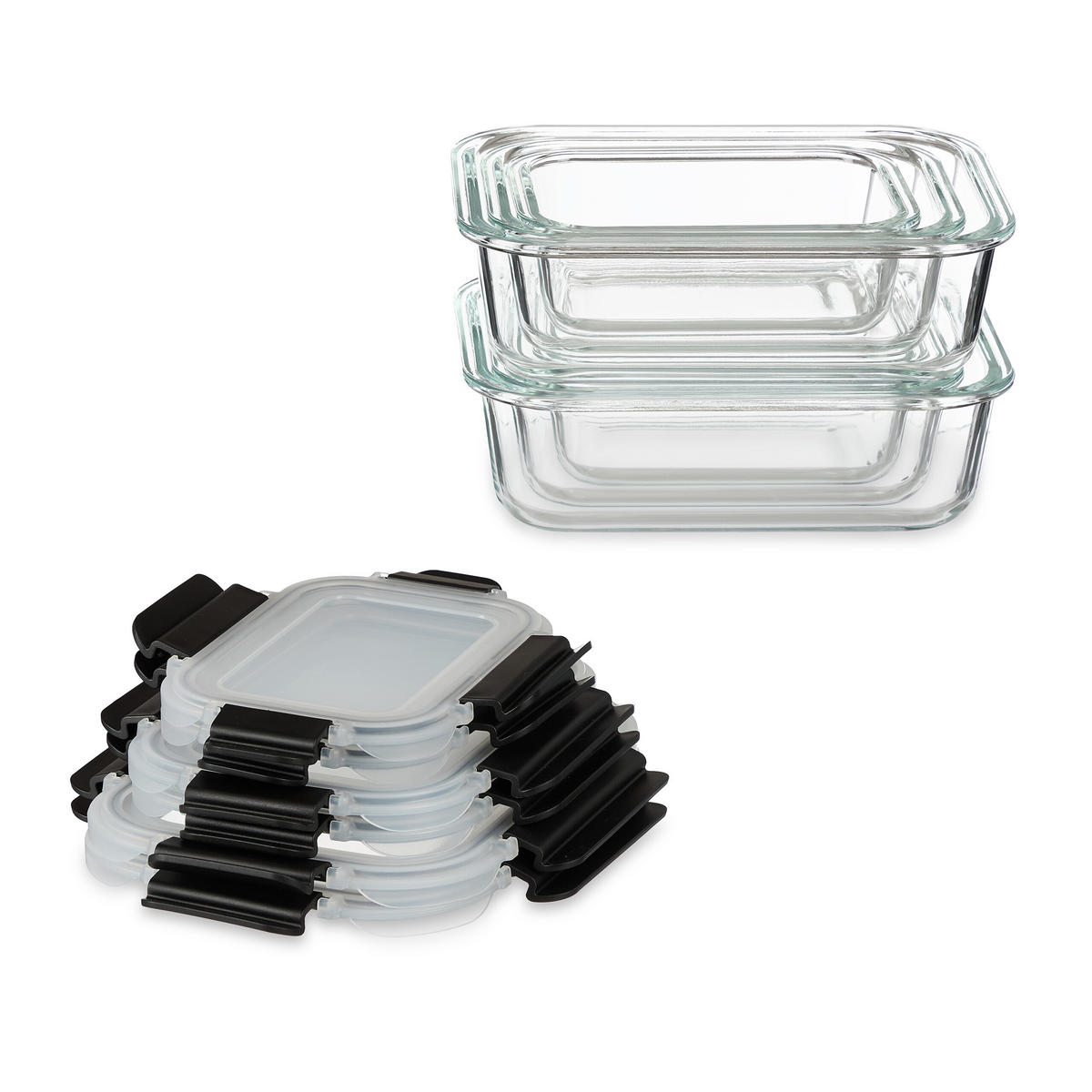 12XGLASBEHÄLTER - Transparent, Glas/Kunststoff - Relaxdays
